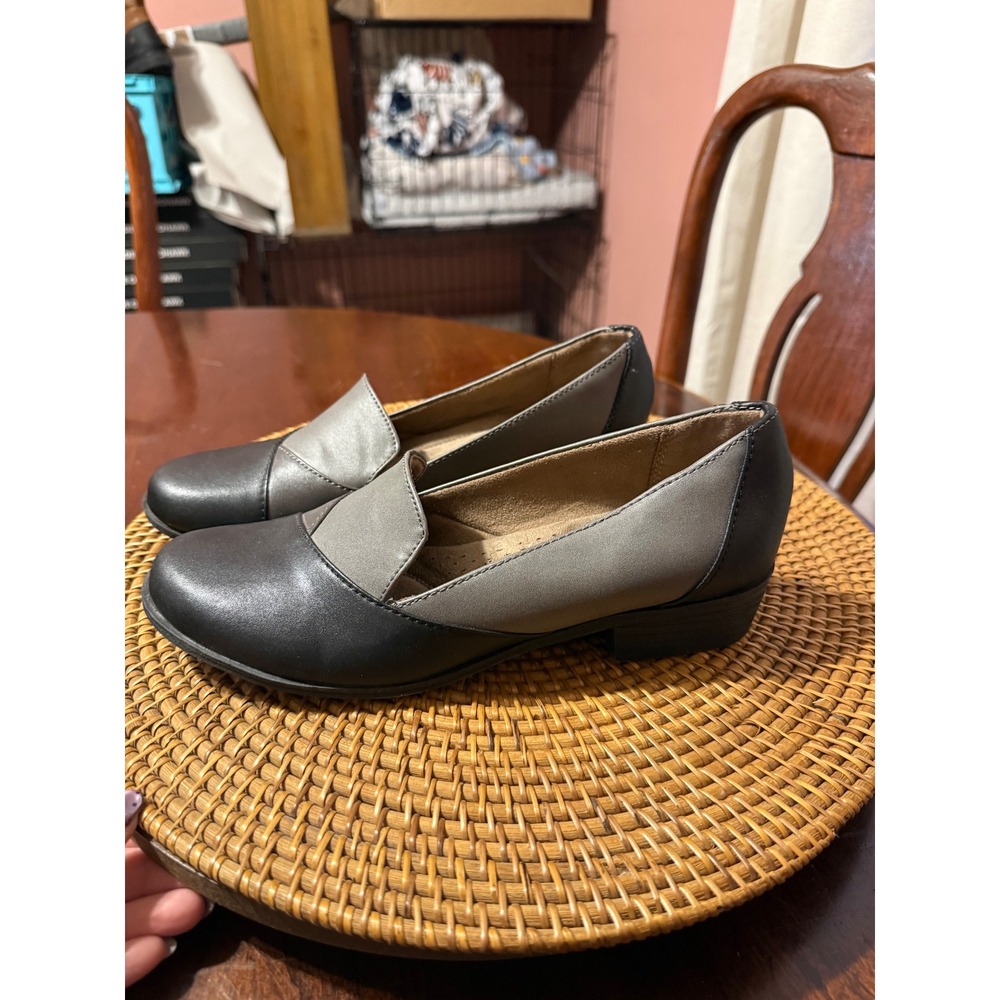 Natural Soul Naturalizer Womens Two Tone Grey Black Loafers Shoes 8M Comfort